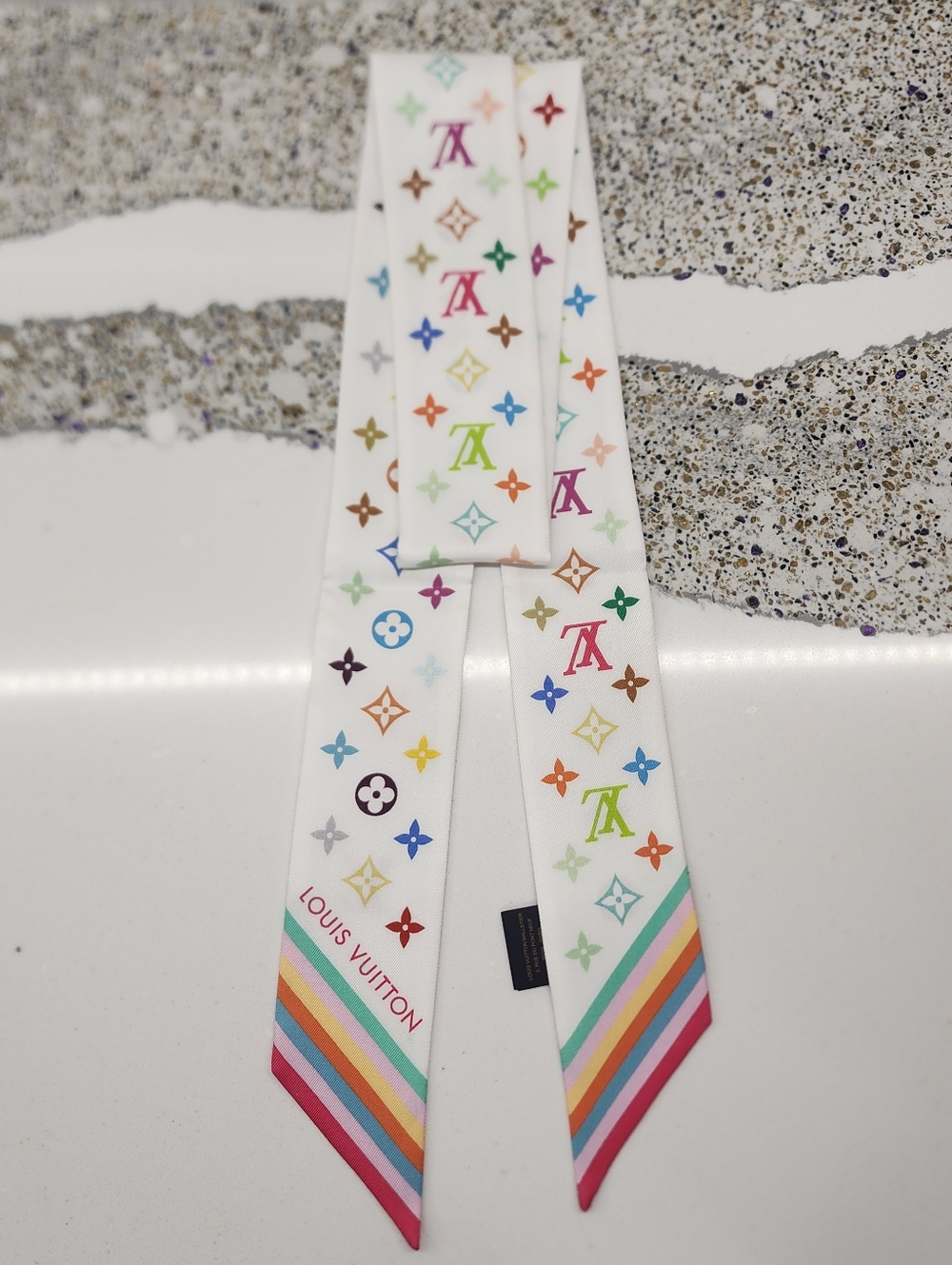 LOUIS VUITTON LV x TM Murakami White Multicolor Silk Bandeau BB NWT M94963 - Picture 7 of 8